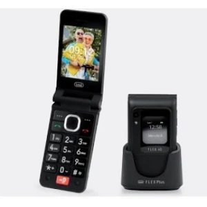 Trevi Flex Plus 95 4G Senior Phone a Conchiglia 4G con Doppio Display Tasti Grandi Retroilluminati Tasto SOS Base di Ricarica USB-C Black