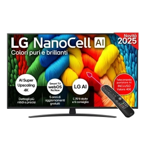 LG 55" 55nano81a6a tv nanocell Ai ' 4k, 7 gen8, hdr10, 20w, 3 hdmi con game optimizer, smart tv webos